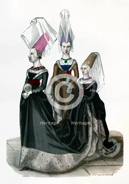 Princess and ladies in waiting, 1470 (1882-1884).Artist: Gautier