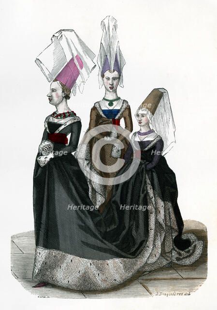 Princess and ladies in waiting, 1470 (1882-1884).Artist: Gautier