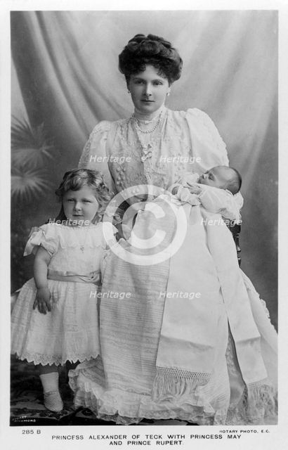 Princess Alexander of Teck with Princess May and Prince Rupert, c1907.Artist: Stuart Richmond