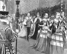 Princess Alexandra...at the opening of King Edward VII's First Parliament, 1901 Creator: Unknown