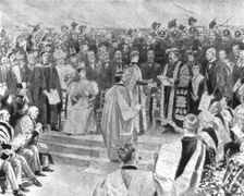 Princess Alexandra receiving the Degree of Doctor of Music...1896 (1901). Creator: Unknown