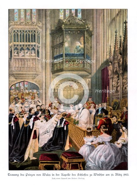 Princess Alexandra's and Prince Edward's wedding, St Georges Chapel at Windsor, (10th March 1863), 1Artist: Robert Dudley