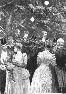 Princess Alexandra selling flowers at a fete held in aid of the London Hospitals, July 23, 1884 Creator: Unknown