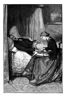 Princess Alice reading to her father, Prince Albert, c1850s