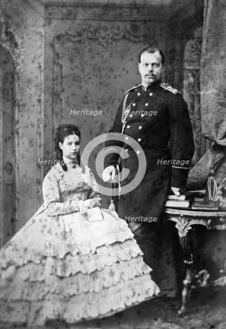 Princess Dagmar of Denmark and Grand Duke Alexander Alexandrovich of Russia, 1866.  Artist: Anon