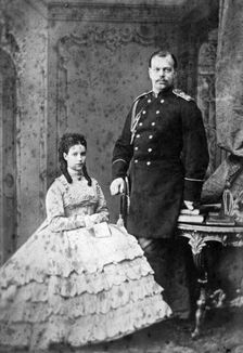 Princess Dagmar of Denmark and Grand Duke Alexander Alexandrovich of Russia, 1866. Artist: Anon