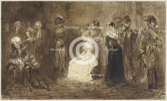 Princess Elisabeth of France in prison, May 10, 1794, 1867. Creator: Charles Rochussen.