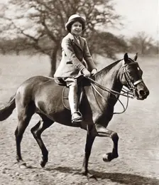 Princess Elizabeth riding her pony in Winsor Great Park, 1930s