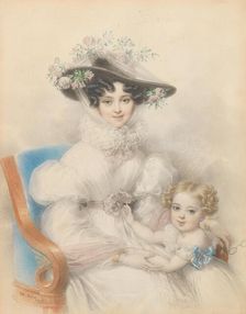 Princess Henrietta of Nassau-Weilburg (1797-1829) with daughter Maria, 1829. Creator: Ender, Johann Nepomuk (1793-1854)