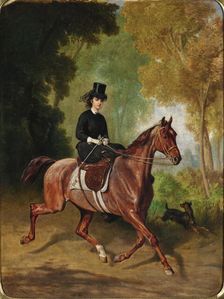 Princess Henriette of Liechtenstein (1843-1931) on horseback, 1868. Creator: Adam; Emil (1843-1924)