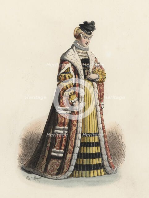 Princess of Bavaria, in the modern age, color engraving 1870.