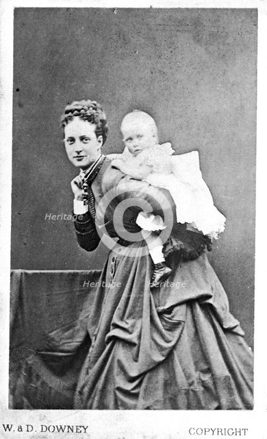 Princess of Wales and one of her sons possibly the future King George V, 1867-8. Artist: Unknown