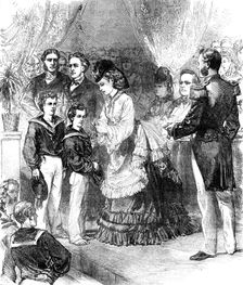 Princess Louise giving the prizes in the Clyde training-ship Cumberland, 1871. Creator: Unknown