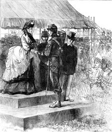 Princess Louise presenting the prizes at Wimbledon, 1871. Creator: Unknown