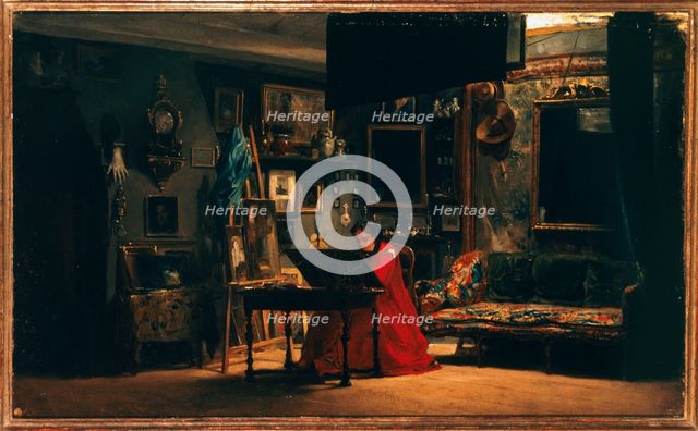 Princess Mathilde (1820-1904) in her studio, rue de Courcelles, c1860. Creator: Charles Giraud.