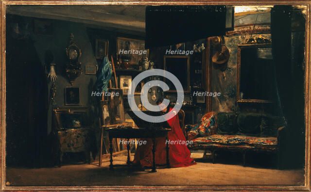 Princess Mathilde (1820-1904) in her studio, rue de Courcelles, c1860. Creator: Charles Giraud.