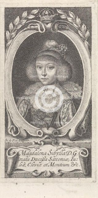 Princess Magdalene Sibylle of Saxony (1617-1668), Duchess of Saxe-Altenburg, c. 1647-1648. Creator: Passe, Simon van de (um 1595-1647).