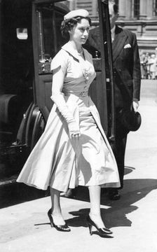 Princess Margaret arriving at Westminster Abbey, coronation rehearsal, London, 1953. Creator: Unknown