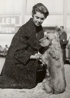Princess Margaretha of Sweden with her Cocker Spaniel at a dog show, Stockholm, October 1960. Creator: Unknown