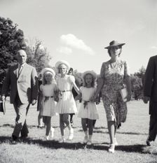 Princess Sibylla with the little princesses in Haga Park, Sweden, 17/8 1944. Creator: Unknown