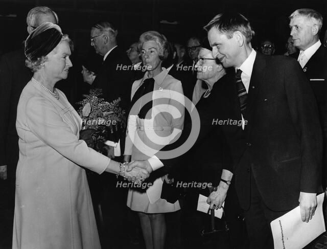 Princess Sibylla meets Prime Minister Olof Palme in Stockholm Concert Hall, Sweden, 1969. Artist: Unknown