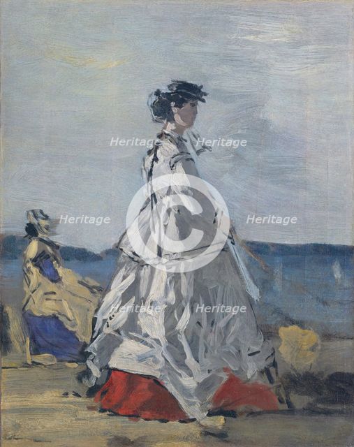 Princess Pauline Metternich (1836-1921) on the Beach, ca. 1865-67. Creator: Eugene Louis Boudin.