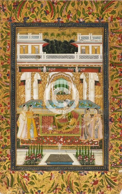Princess with attendants in a palace, 18th century. Artist: Unknown.