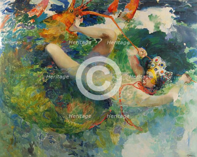 Princess Vasilisa and the Giant Lobster (after the Fairy tale Fire-bird and Princess Vasilissa). Artist: Malyavin, Filipp Andreyevich (1869-1940)