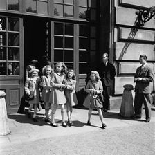 Princesses Birgitta, Margaretha and Desiree on their way from the Castle School, 24/5 1946. Creator: Unknown