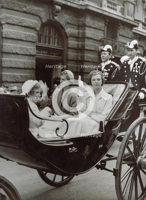 Princesses Desiree, Margareta and Birgitta of Swden, Stockholm, 1951. Creator: Unknown.