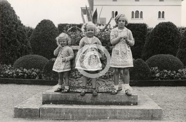 Princesses Desiree, Birgitta and Margaretha of Sweden 1942. Artist: Karl Sandels