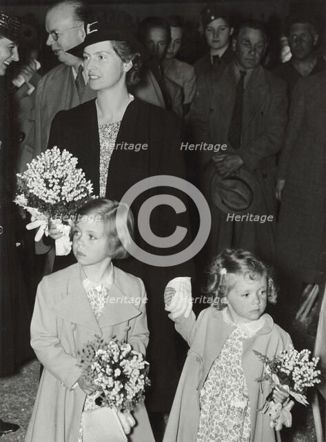 Princesses Sibylla, Margaretha and Birgitta of Sweden visiting a dog show, 1 June 1940.  Artist: Karl Sandels