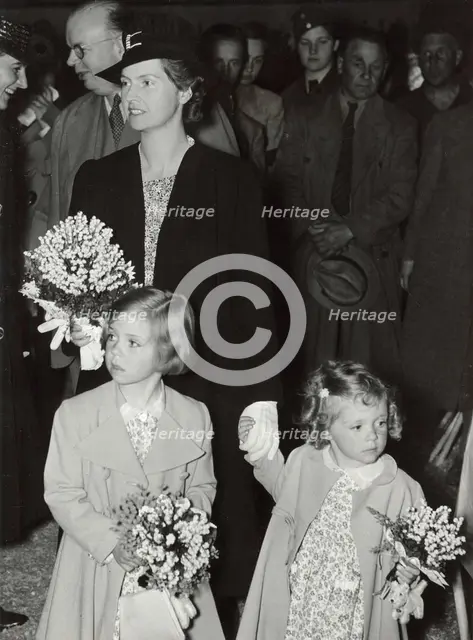 Princesses Sibylla, Margaretha and Birgitta of Sweden visiting a dog show, 1 June 1940.  Creator: Karl Sandels.