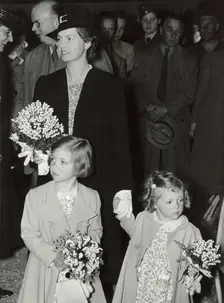 Princesses Sibylla, Margaretha and Birgitta of Sweden visiting a dog show, 1 June 1940. Creator: Karl Sandels