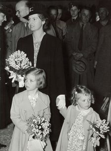 Princesses Sibylla, Margaretha and Birgitta of Sweden visiting a dog show, 1 June 1940. Creator: Karl Sandels