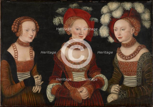Princesses Sibylle (1515-1592), Emilie (1516-1591) and Sidonie (1518-1575) of Saxony, c.1535. Artist: Cranach, Lucas, the Elder (1472-1553)