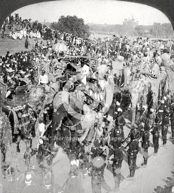 Princes in the Grand State Entry, Durbar, Delhi, India.Artist: Underwood & Underwood