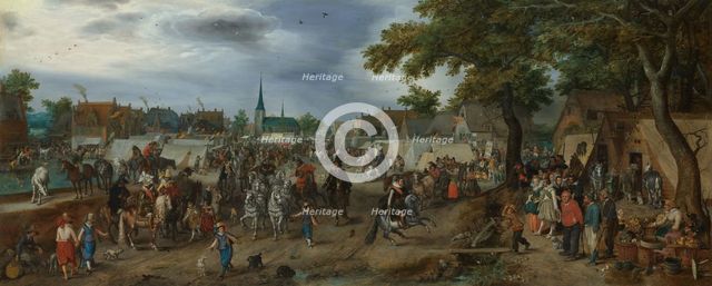 Princes Maurice and Frederick Henry at the Valkenburg Horse Fair, 1618. Creator: Adriaen van de Venne.