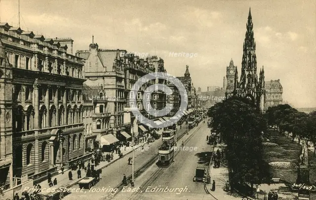 'Princes Street Looking East, Edinburgh', c1920s. Creator: Unknown.