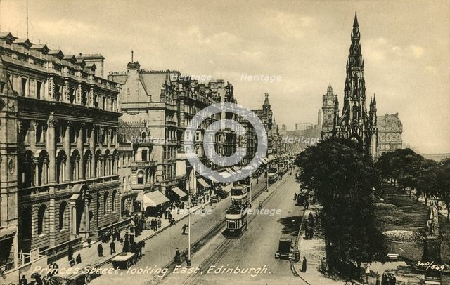 'Princes Street Looking East, Edinburgh', c1920s. Creator: Unknown.