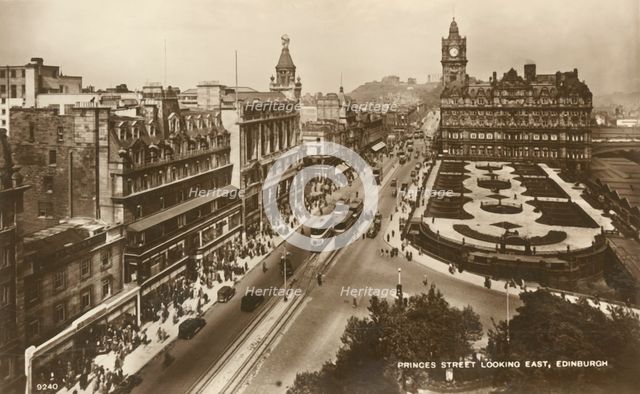 'Princes Street Looking East, Edinburgh', c1920s. Creator: Unknown.
