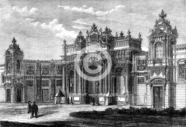 Principal entrance to the Sultan's new palace at Constantinople…, 1862. Creator: Mason Jackson.