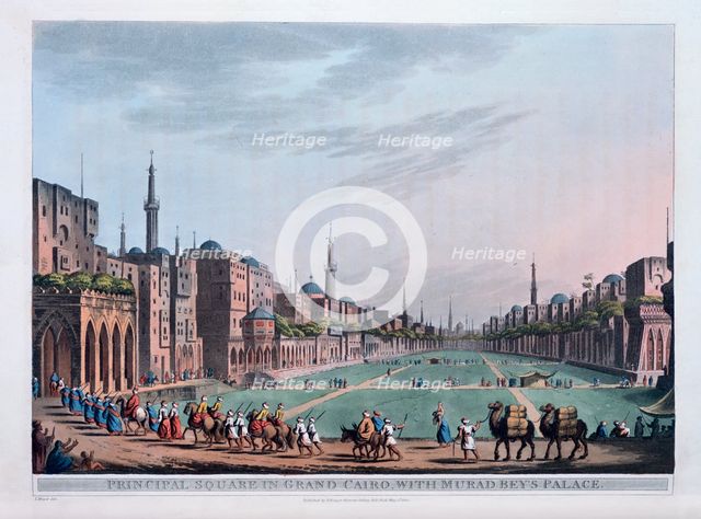 'Principal Square in Grand Cairo, with Murad Bey's Palace', 1801. Artist: Thomas Milton