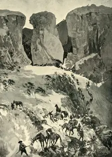 Prinsloo's Commando Retreating to the Brandwater Basin after the Fight at Retief's Nek 1901. Creator: MFR