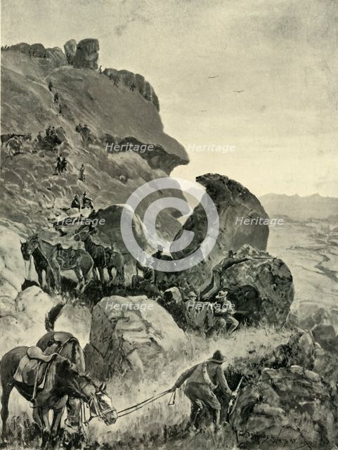 'Prinsloo's Last Stand in the Valley of the Little Caledon: The Boers' Position on the Heights', 190 Creator: MFR.