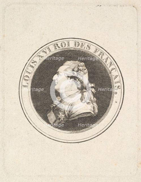 Print of a Portrait Medal of Louis XVI, possibly 1789-90. Creator: Augustin de Saint-Aubin.