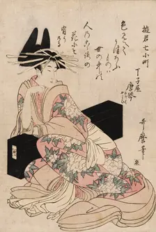 Print - The courtesan Chojiya Karakoto, 18th century. Artist: Kitagawa Utamaro