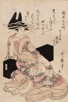 Print - The courtesan Chojiya Karakoto, 18th century. Artist: Kitagawa Utamaro