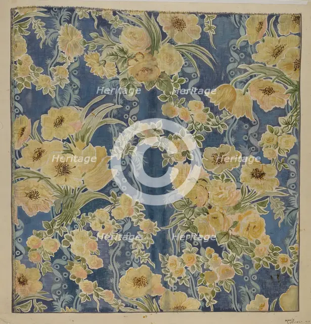 Printed Textile, 1940. Creator: Marie Lutrell.