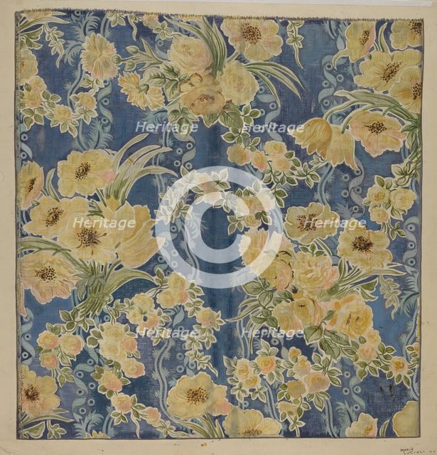 Printed Textile, 1940. Creator: Marie Lutrell.